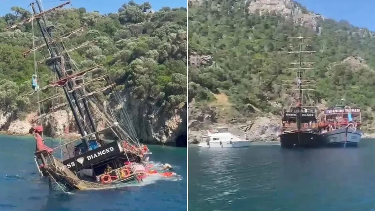 Marmaris’te tekne battı: Tahliye anları ortaya çıktı